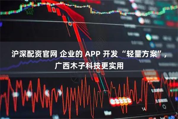 沪深配资官网 企业的 APP 开发 “轻量方案”，广西木子科技更实用