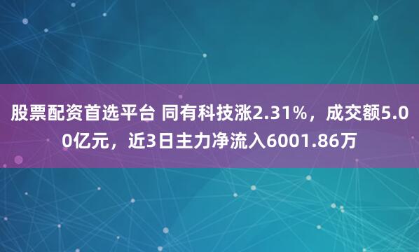 股票配资首选平台 同有科技涨2.31%，成交额5.00亿元，近3日主力净流入6001.86万