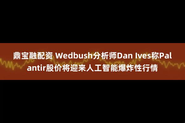 鼎宝融配资 Wedbush分析师Dan Ives称Palantir股价将迎来人工智能爆炸性行情
